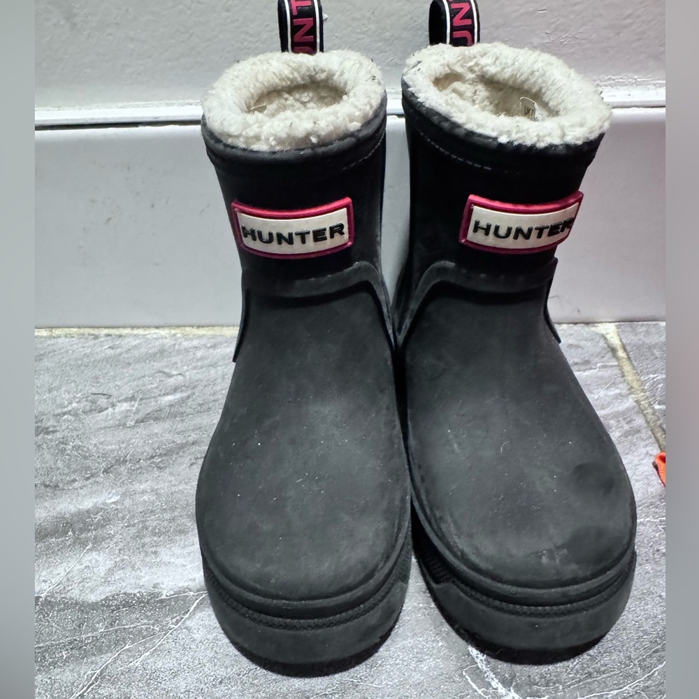 Hunter Black and Pink Kids Boots